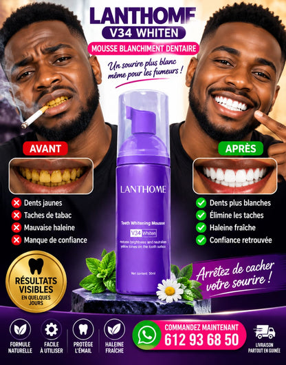 🦷 LANTHOME V34 Whiten – Mousse Dentifrice Blanchissante