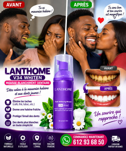 🦷 LANTHOME V34 Whiten – Mousse Dentifrice Blanchissante