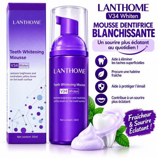 🦷 LANTHOME V34 Whiten – Mousse Dentifrice Blanchissante