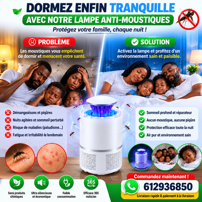 Lampe Anti-Moustiques UV à Aspiration – Dormez enfin en toute tranquillité !